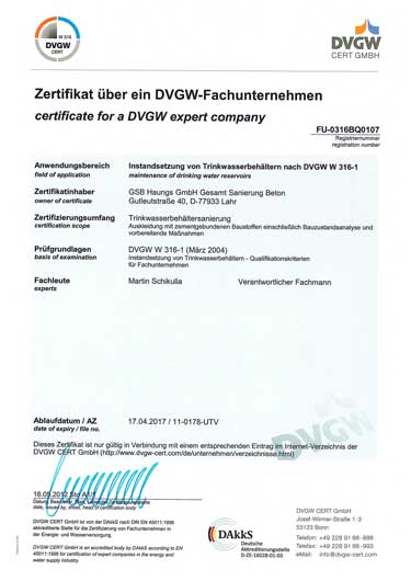 Zertifikat W316 1 Lahr